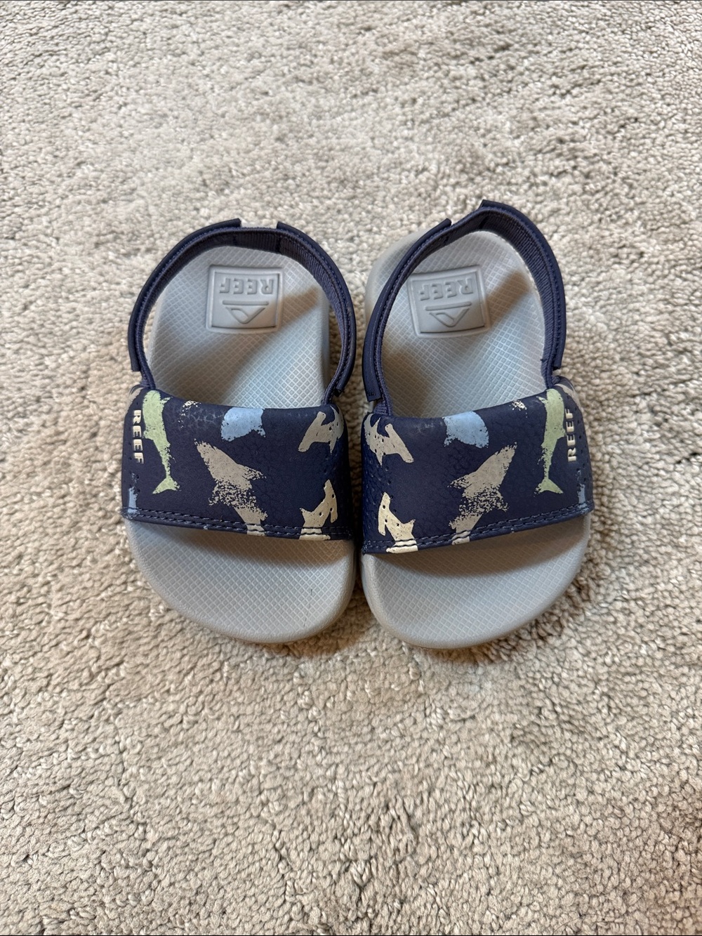 Reef Navy Shark Print Toddler Sandals